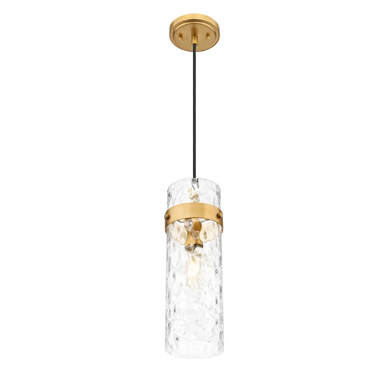 Z-Lite Fontaine 1 Light 5.75" Pendant, Rubbed Brass/Clear Water