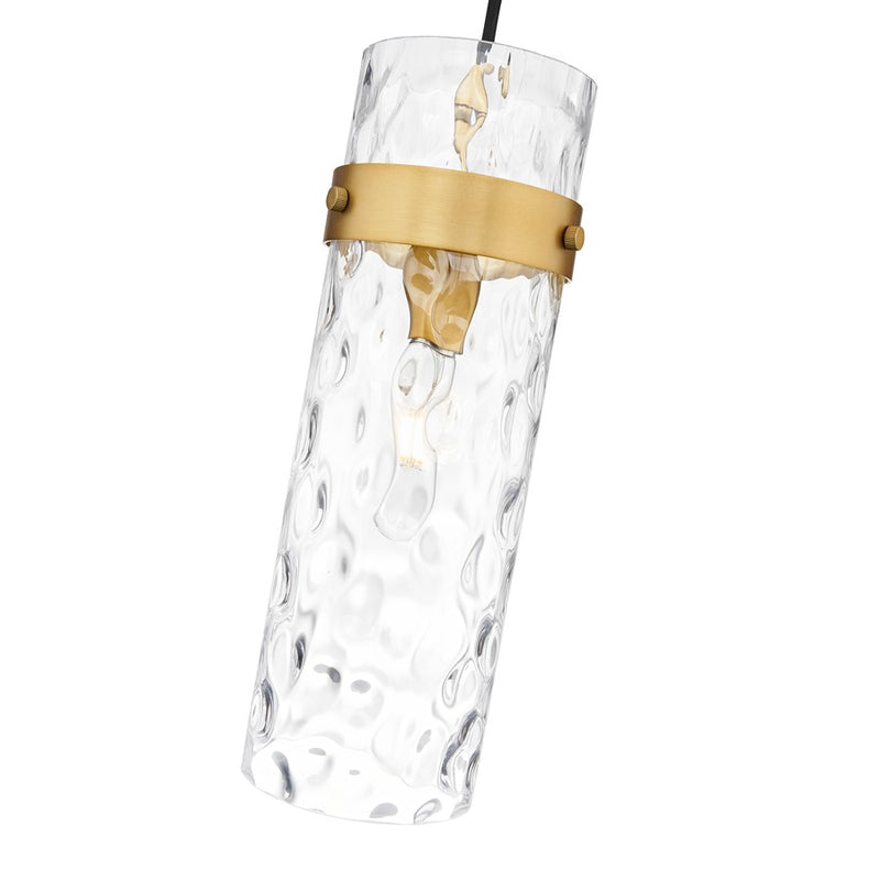 Z-Lite Fontaine 1 Light 5.75" Pendant, Rubbed Brass/Clear Water