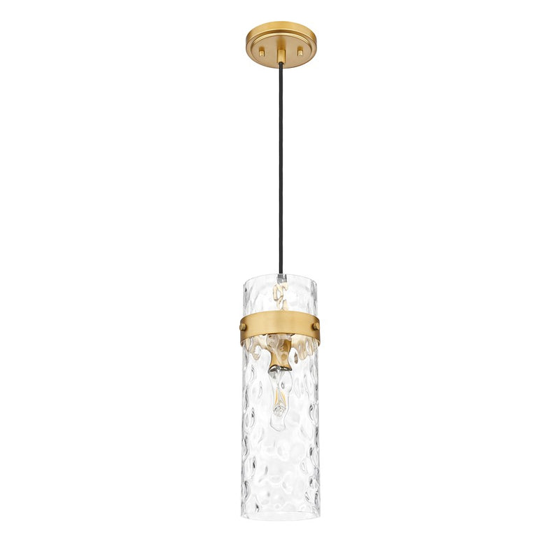 Z-Lite Fontaine 1 Light 5.75" Pendant, Rubbed Brass/Clear Water
