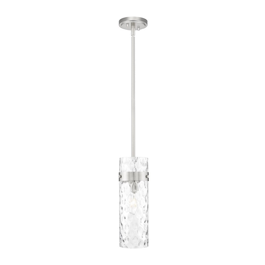 Z-Lite Fontaine 1 Light 5.75" Pendant/Rod, Nickel/Clear Water - 7002P5-ROD-BN