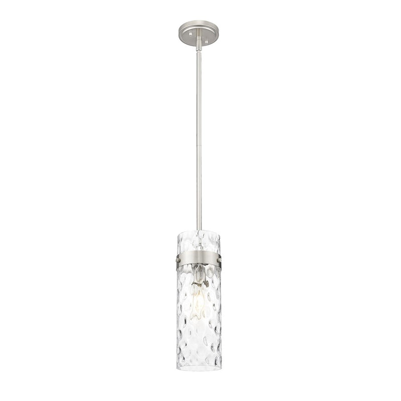 Z-Lite Fontaine 1 Light 5.75" Pendant/Rod, Nickel/Clear Water