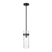 Z-Lite Fontaine 1Lt 5.75" Pendant/Rod, Matte Black/Clear Water - 7002P5-ROD-MB