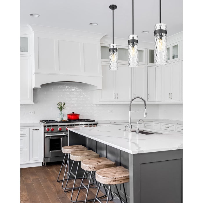 Z-Lite Fontaine 1Lt 5.75" Pendant/Rod, Matte Black/Clear Water