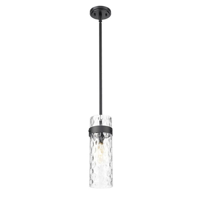 Z-Lite Fontaine 1 Light 5.75" Pendant/Rod, Matte Black/Clear Water