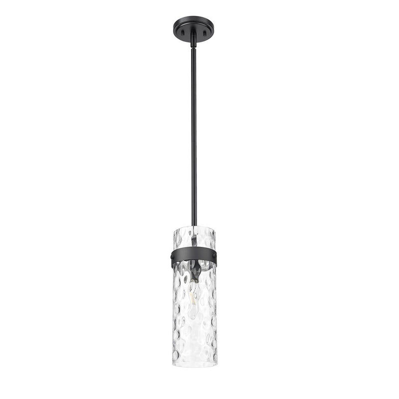 Z-Lite Fontaine 1Lt 5.75" Pendant/Rod, Matte Black/Clear Water