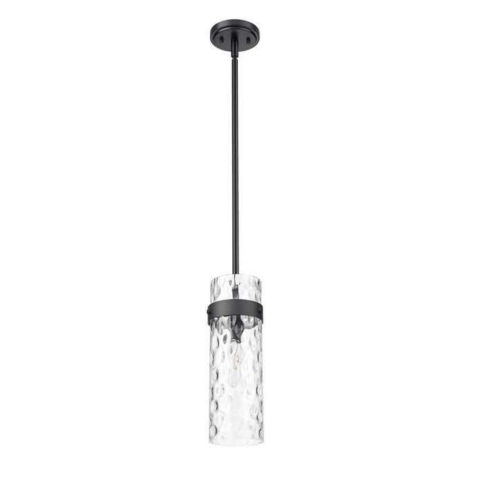 Z-Lite Fontaine 1Lt 5.75" Pendant/Rod, Matte Black/Clear Water