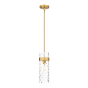 Z-Lite Fontaine 1 Light 5.75" Pendant/Rod, Rubbed Brass/Clear Water - 7002P5-ROD-RB