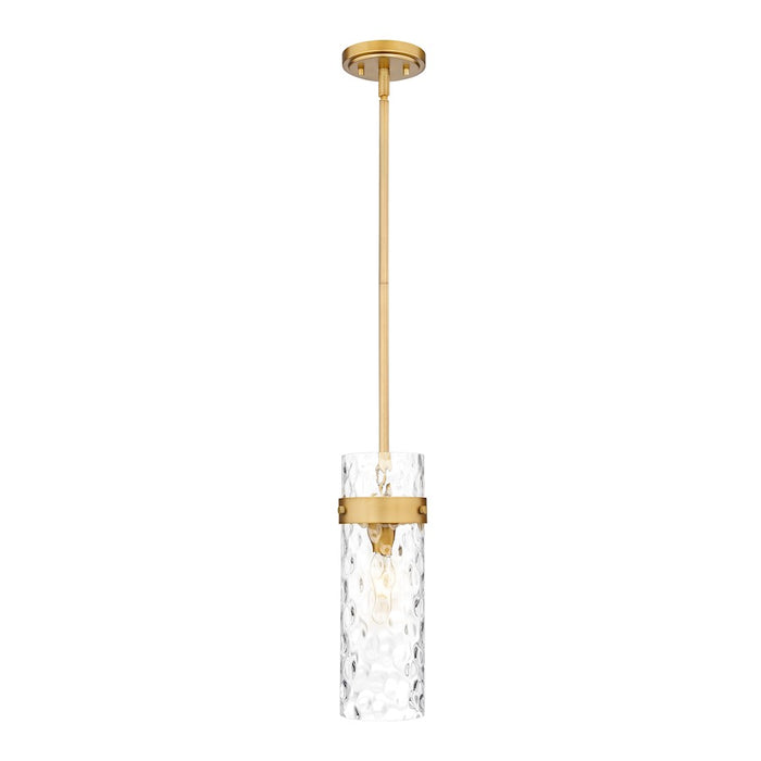 Z-Lite Fontaine 1 Light 5.75" Pendant/Rod, Rubbed Brass/Clear Water - 7002P5-ROD-RB