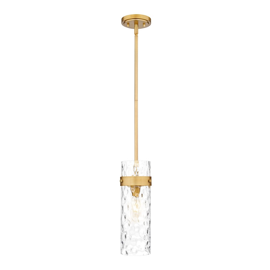 Z-Lite Fontaine 1 Light 5.75" Pendant/Rod, Rubbed Brass/Clear Water - 7002P5-ROD-RB