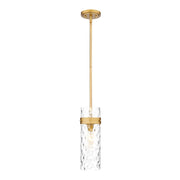 Z-Lite Fontaine 1Lt 5.75" Pendant/Rod, Rubbed Brass/Clear Water - 7002P5-ROD-RB