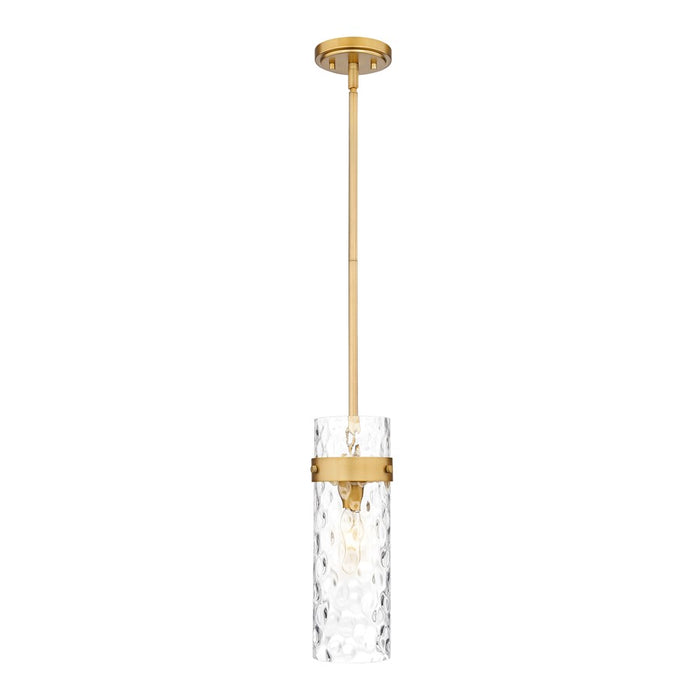 Z-Lite Fontaine 1Lt 5.75" Pendant/Rod, Rubbed Brass/Clear Water - 7002P5-ROD-RB