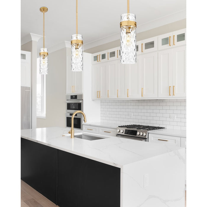 Z-Lite Fontaine 1 Light 5.75" Pendant/Rod, Rubbed Brass/Clear Water