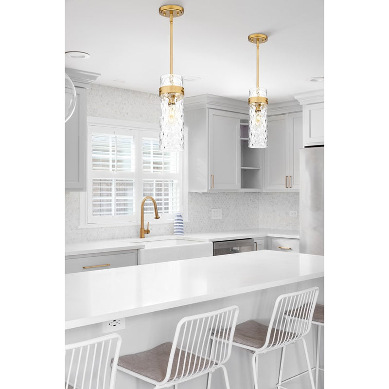Z-Lite Fontaine 1Lt 5.75" Pendant/Rod, Rubbed Brass/Clear Water