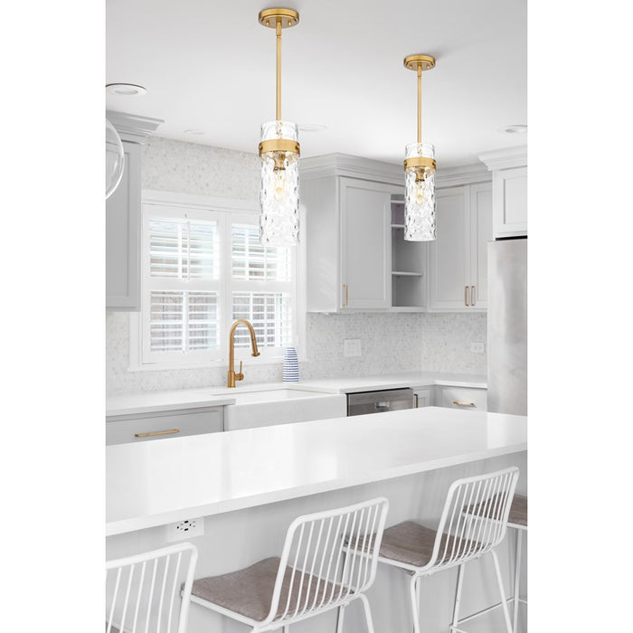 Z-Lite Fontaine 1 Light 5.75" Pendant/Rod, Rubbed Brass/Clear Water
