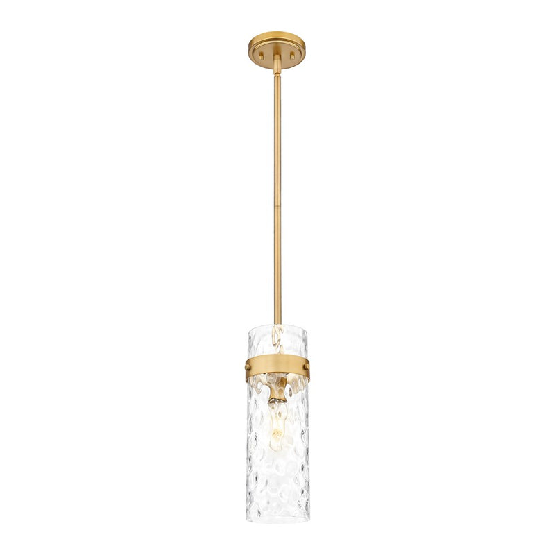 Z-Lite Fontaine 1 Light 5.75" Pendant/Rod, Rubbed Brass/Clear Water