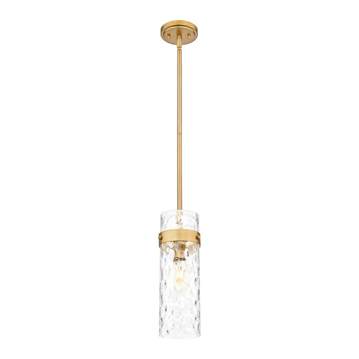 Z-Lite Fontaine 1 Light 5.75" Pendant/Rod, Rubbed Brass/Clear Water