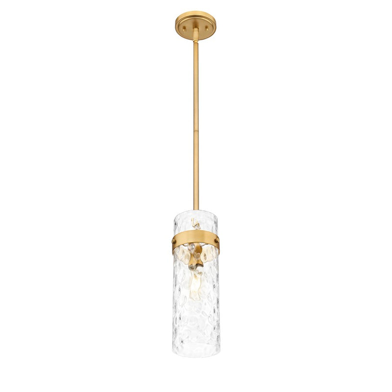 Z-Lite Fontaine 1 Light 5.75" Pendant/Rod, Rubbed Brass/Clear Water