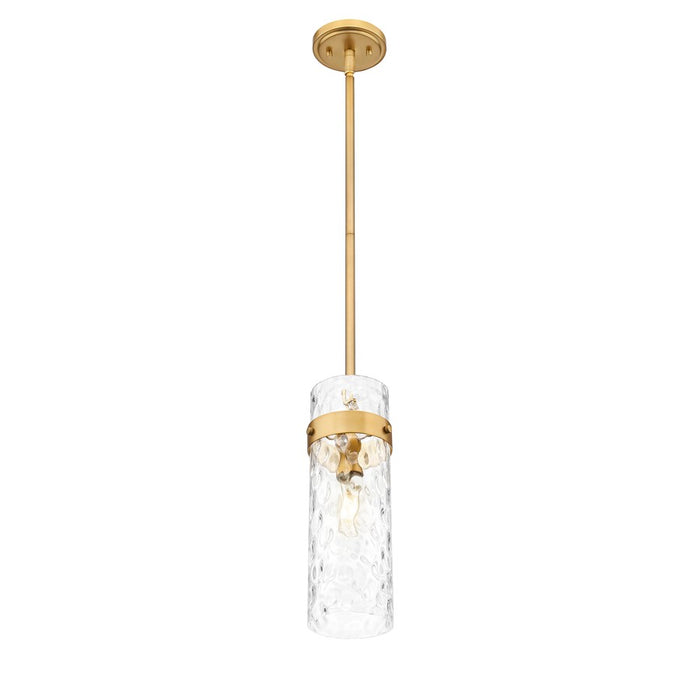 Z-Lite Fontaine 1 Light 5.75" Pendant/Rod, Rubbed Brass/Clear Water