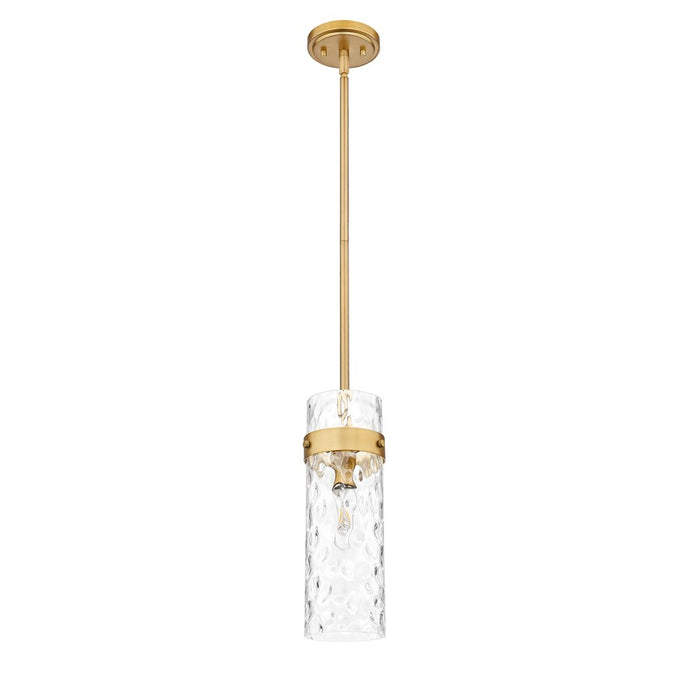 Z-Lite Fontaine 1 Light 5.75" Pendant/Rod, Rubbed Brass/Clear Water