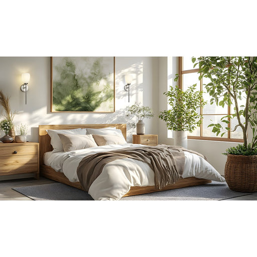 Z-Lite Oren 1 Light Wall Sconce, Brushed Nickel/Matte Opal