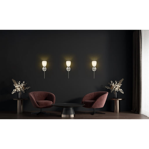 Z-Lite Oren 1 Light Wall Sconce, Brushed Nickel/Matte Opal