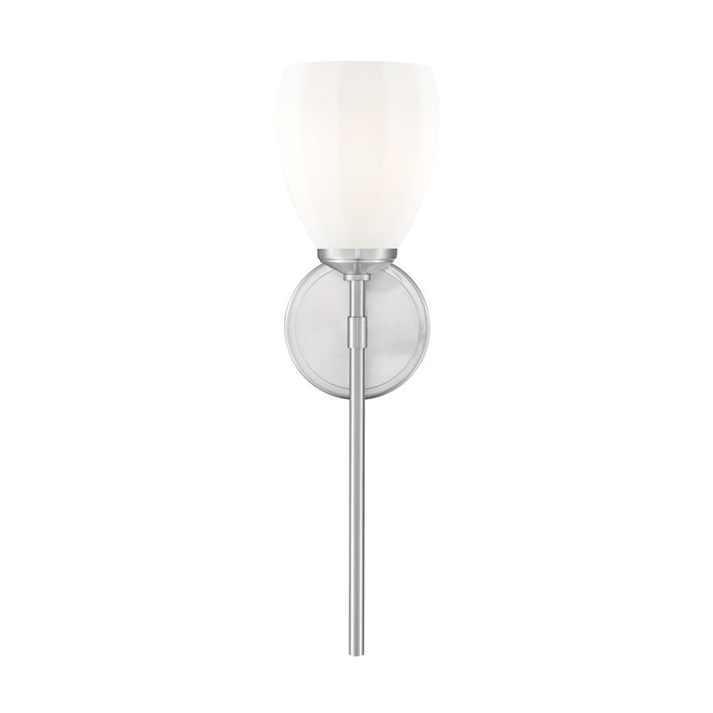 Z-Lite Oren 1 Light Wall Sconce, Brushed Nickel/Matte Opal