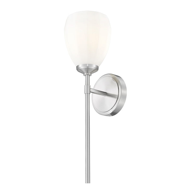 Z-Lite Oren 1 Light Wall Sconce, Brushed Nickel/Matte Opal