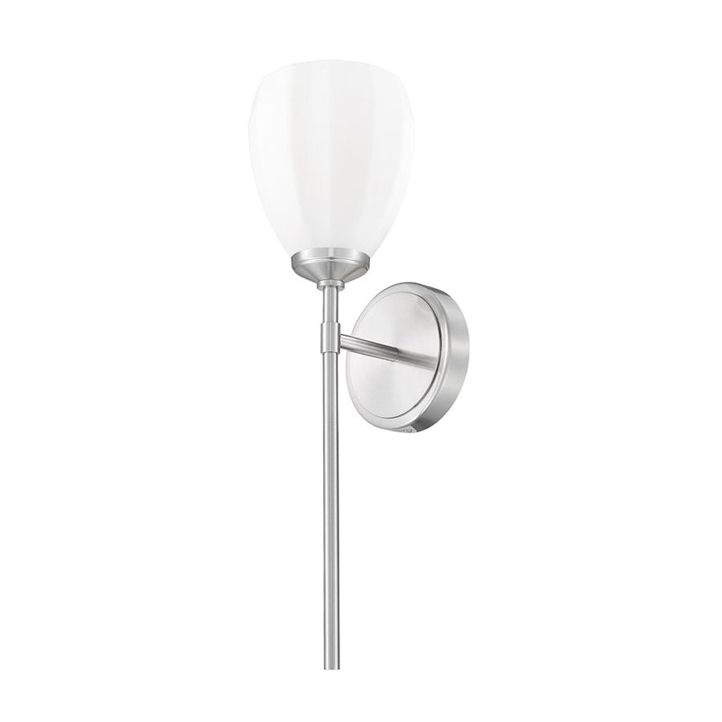 Z-Lite Oren 1 Light Wall Sconce, Brushed Nickel/Matte Opal