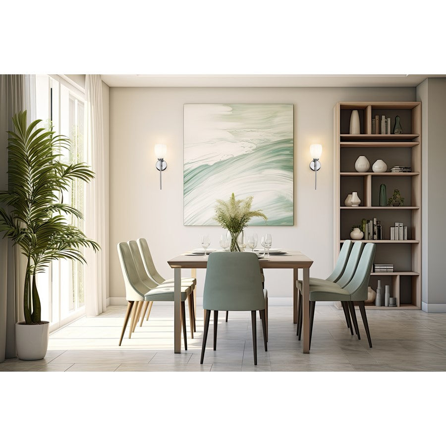 Z-Lite Oren 1 Light Wall Sconce, Chrome /Matte Opal