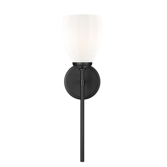Z-Lite Oren 1 Light Wall Sconce, Matte Black/Matte Opal