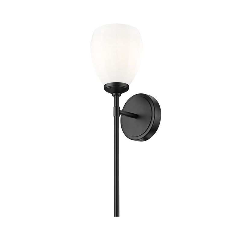 Z-Lite Oren 1 Light Wall Sconce, Matte Black/Matte Opal