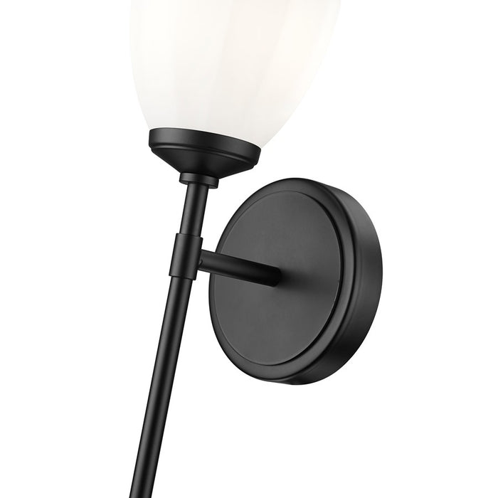 Z-Lite Oren 1 Light Wall Sconce, Matte Black/Matte Opal