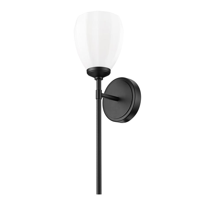 Z-Lite Oren 1 Light Wall Sconce, Matte Black/Matte Opal