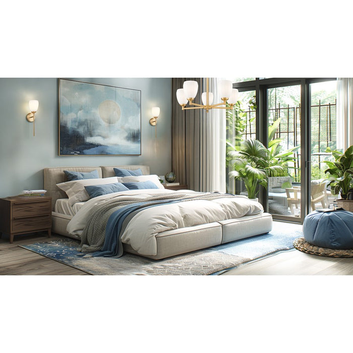 Z-Lite Oren 1 Light Wall Sconce, Modern Gold/Matte Opal