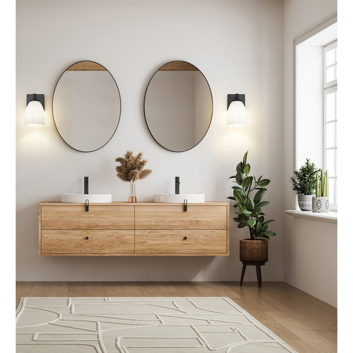 Z-Lite Oren 1 Light Vanity, Matte Black/Matte Opal