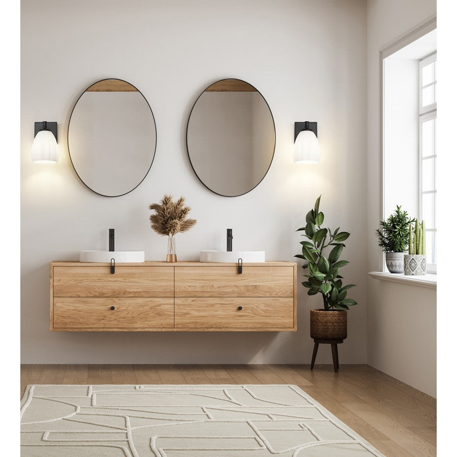 Z-Lite Oren 1 Light Vanity, Matte Black/Matte Opal