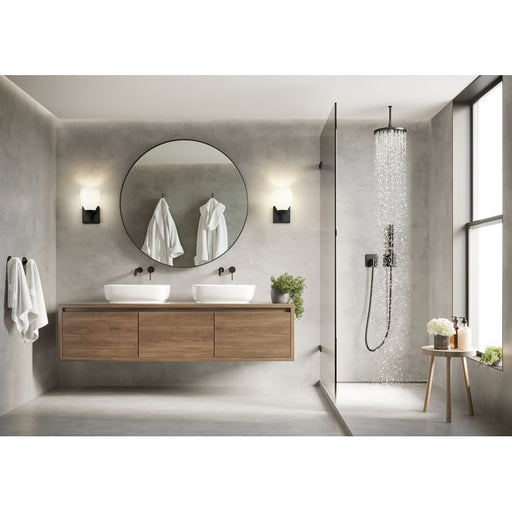 Z-Lite Oren 1 Light Vanity, Matte Black/Matte Opal