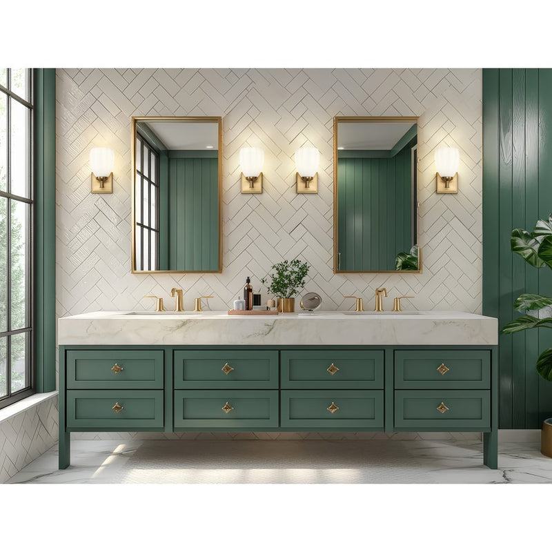 Z-Lite Oren 1 Light Vanity, Modern Gold/Matte Opal
