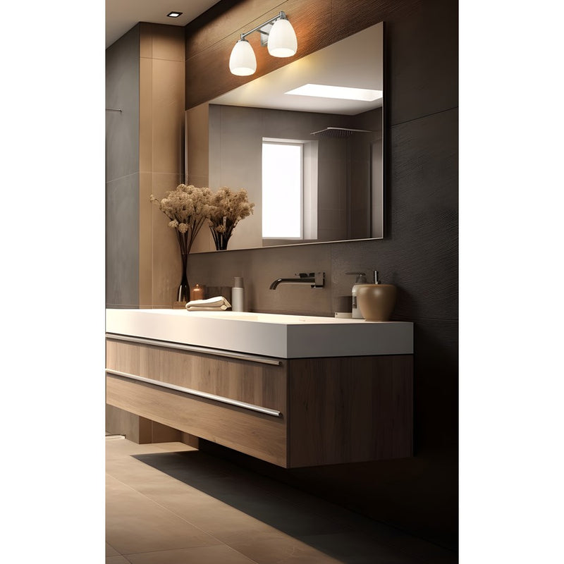 Z-Lite Oren 2 Light Vanity, Brushed Nickel/Matte Opal