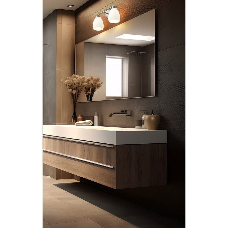 Z-Lite Oren 2 Light Vanity, Brushed Nickel/Matte Opal