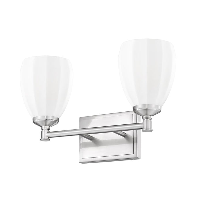 Z-Lite Oren 2 Light Vanity, Brushed Nickel/Matte Opal