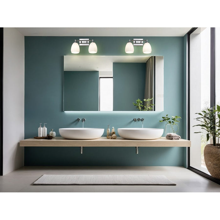 Z-Lite Oren 2 Light Vanity, Chrome /Matte Opal