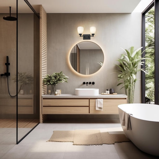 Z-Lite Oren 2 Light Vanity, Matte Black/Matte Opal