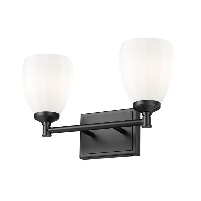 Z-Lite Oren 2 Light Vanity, Matte Black/Matte Opal
