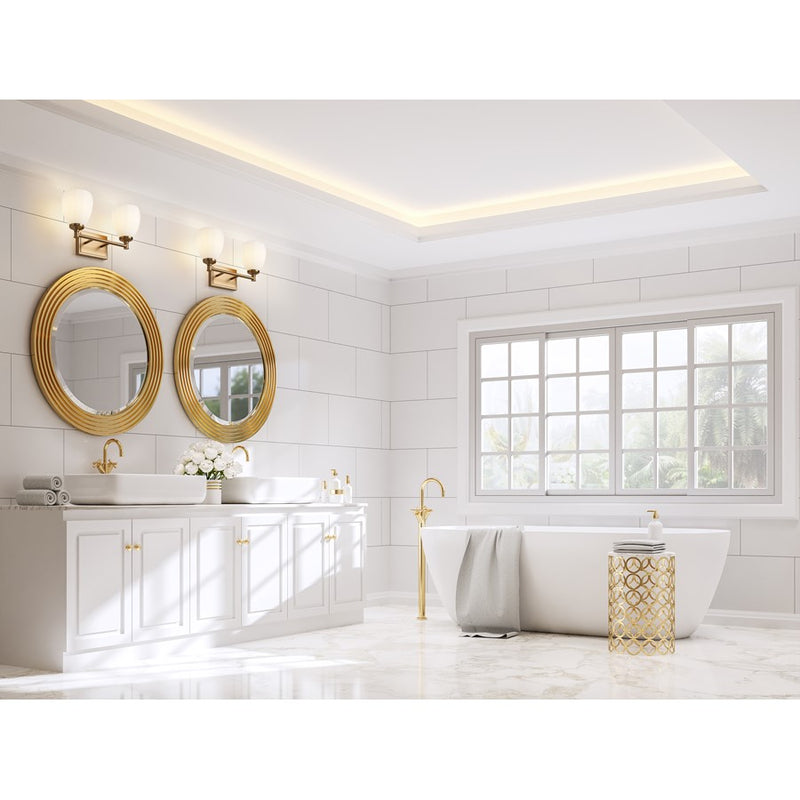 Z-Lite Oren 2 Light Vanity, Modern Gold/Matte Opal
