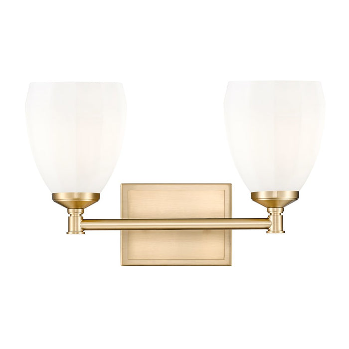 Z-Lite Oren 2 Light Vanity, Modern Gold/Matte Opal