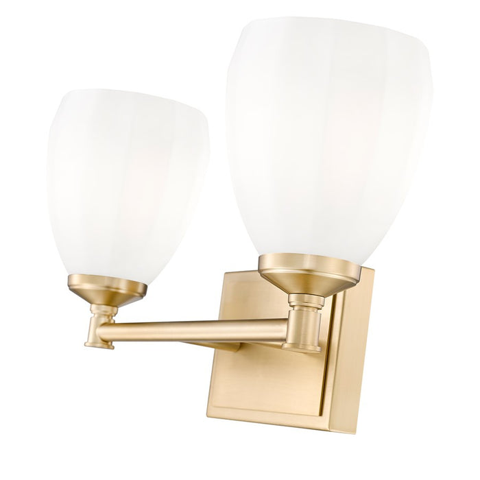 Z-Lite Oren 2 Light Vanity, Modern Gold/Matte Opal