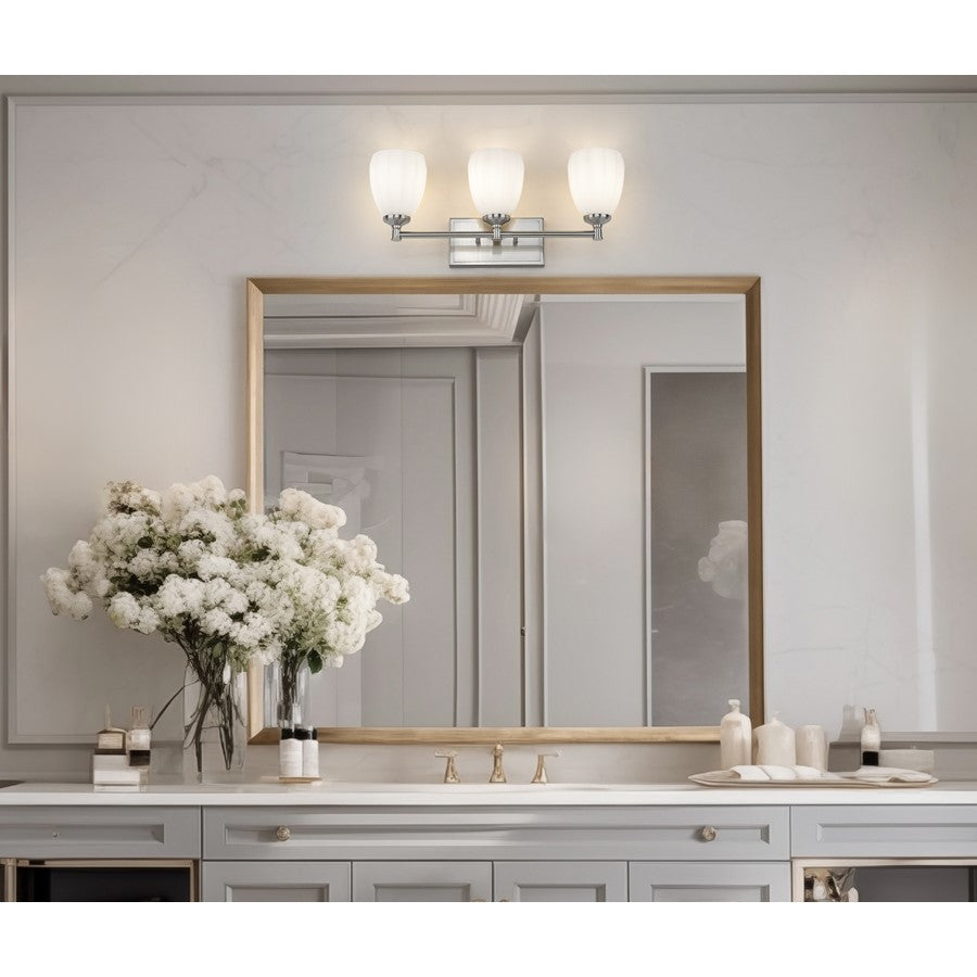 Z-Lite Oren 3 Light Vanity, Brushed Nickel/Matte Opal