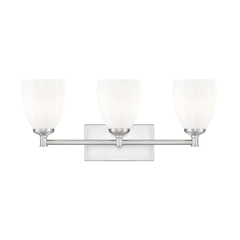 Z-Lite Oren 3 Light Vanity, Brushed Nickel/Matte Opal