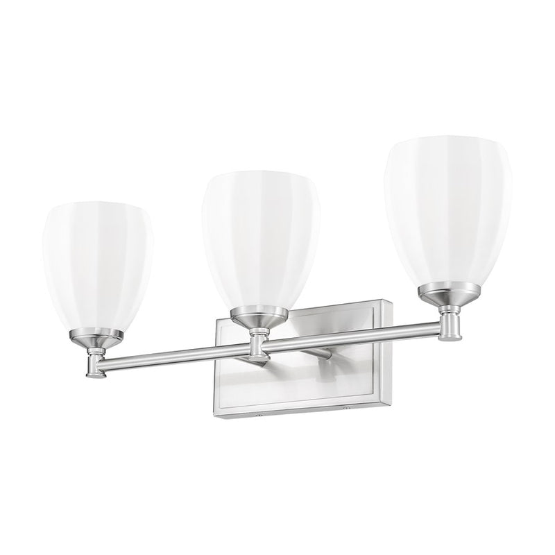 Z-Lite Oren 3 Light Vanity, Brushed Nickel/Matte Opal